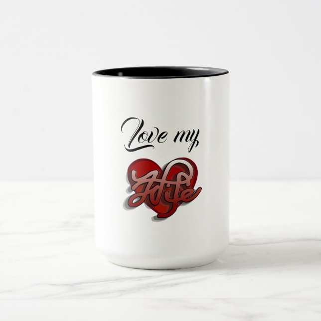 Caneca Amo a minha design do Coração da Esposa (Centro)