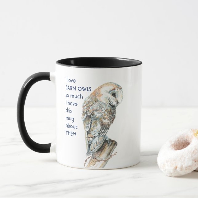 Caneca Amo BARN OWLS tanto que eu divirto Cote Mug (Com Donut)