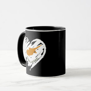 Caneca Amo Chipre - Bandeira cipriota Heart
