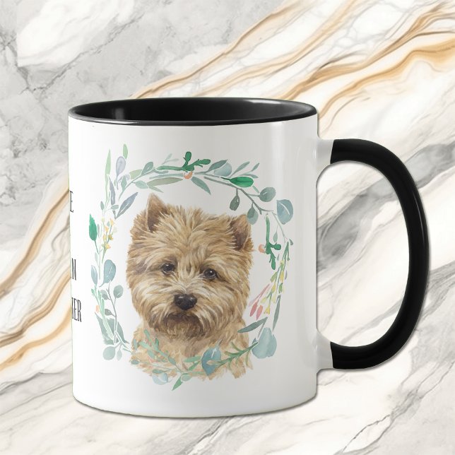 Caneca Amo Meu Cairn Terrier Wreath Coffee Mug (Criador carregado)