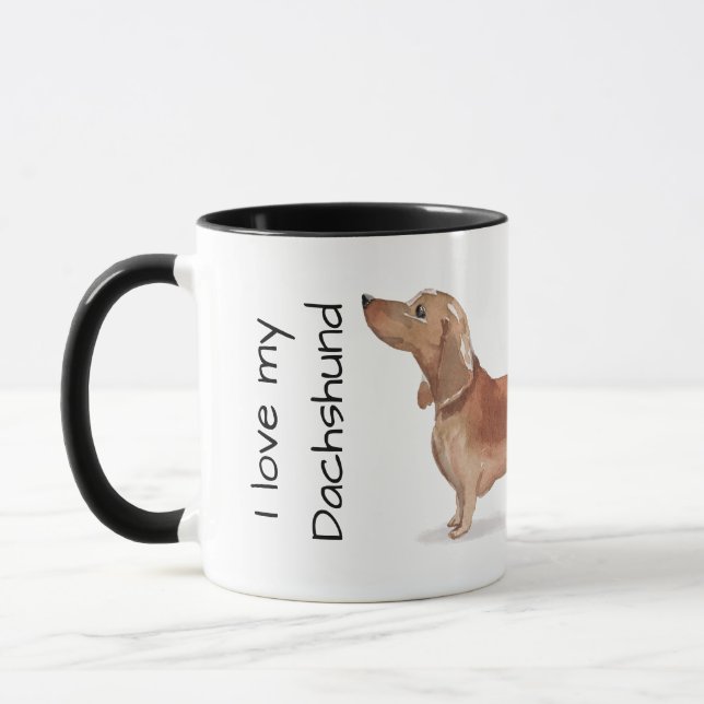 Caneca Amo meu Dachshund (marrom) (Esquerda)
