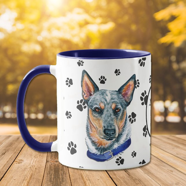 Caneca Amo Meu Pawprint De Cachorro (Criador carregado)
