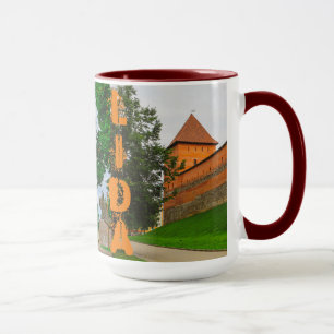Caneca Amo o Castelo de Arquitetura de Lida Belarus