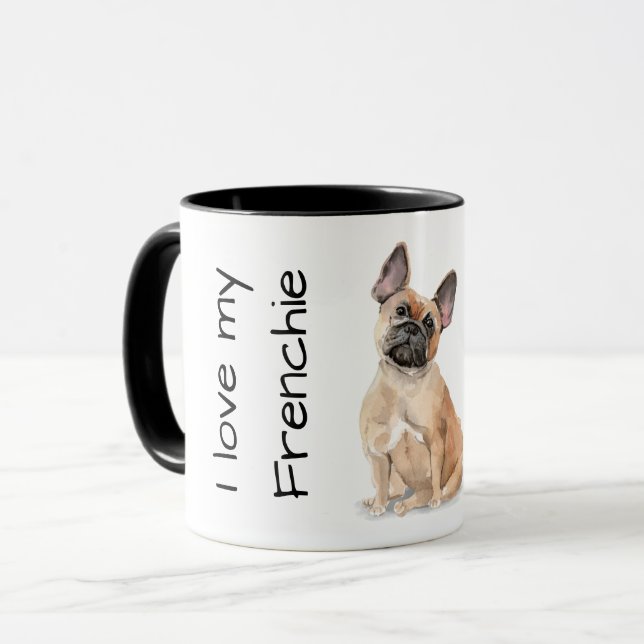 Caneca Amo o meu Frenchie (marrom) (Frente Esquerda)