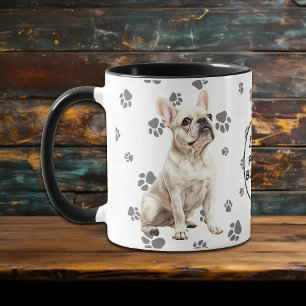 Caneca Amo o meu padrão de impressão de pata de Bulldog F