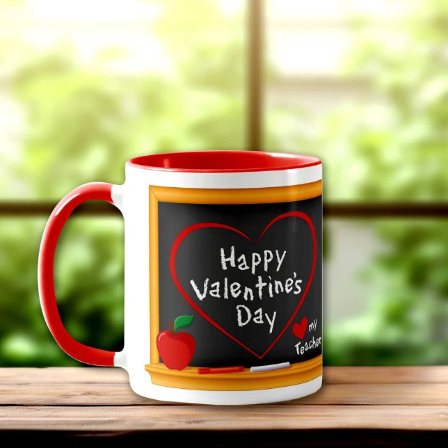 Caneca Amo O Meu Professor! Feliz dia de os namorados! (Love My Teacher! Happy Valentine's Day! Mug)
