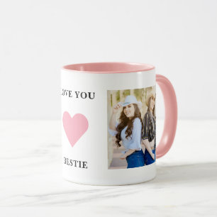 Caneca Amo-Te A Melhor Foto Do Coração Rosa BFF Melhor Am