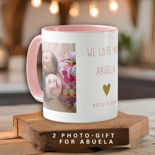 Caneca Amo-Te Abuela 2 Fotocolagem Colagem Vovó Rosa