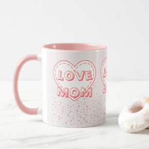 Caneca Amo-Te Mãe Feliz dia de as mães Coração Rosa Verme