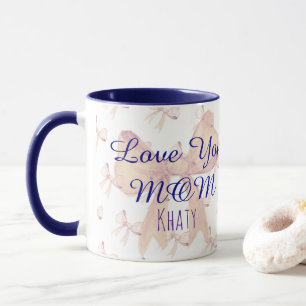 Caneca Amo-Te Mãe Fofo Fita Azul Fita Dia de as mães Mode