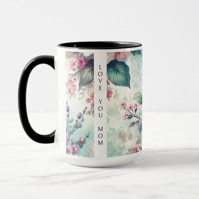 Caneca Amo-Te Mãe | Rosas de aquarelas (Esquerda)