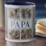 Caneca Amo-Te Papá Foto Collage Mug<br><div class="desc">Caneca de café personalizada para pais especiais com 6 modelo de colagem de fotos das crianças,  as palavras "nós te amamos papa" em uma fonte azul de tendência,  e os nomes das crianças.</div>