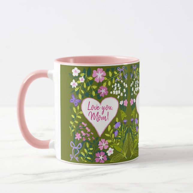 Caneca Amo você Mãe botânica coração fofo (Esquerda)