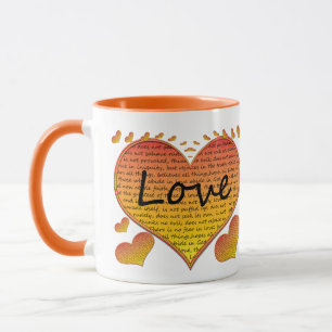 Caneca Amor 1 Coríntios 13 Corações