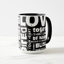 Caneca Amor Alegria Inspiração Palavras Namorados dia