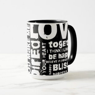 Caneca Amor Alegria Inspiração Palavras Namorados dia