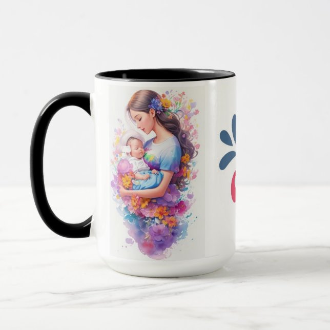 Caneca "Amor, calor e gratidão: D da Mãe Feliz (Esquerda)