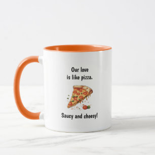 Caneca Amor Como Pizza Engraçado Comida Pun Dizendo