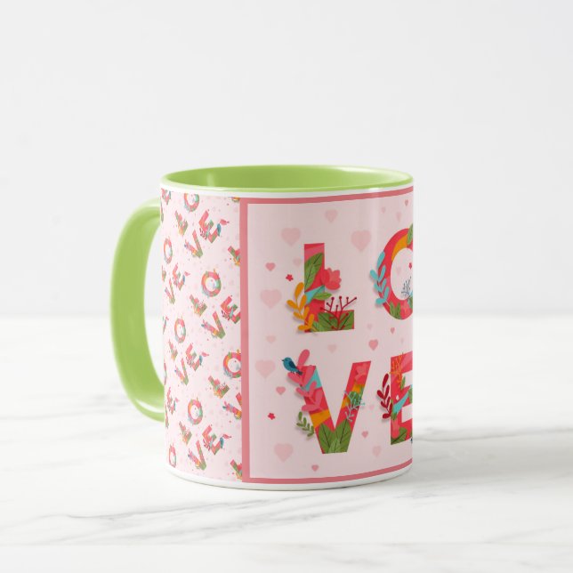 Caneca Amor Coração Popular Moderno e Elegante (Frente Esquerda)