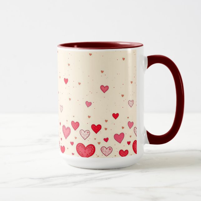 Caneca Amor, Corações, Namorados, Casamento - Mug, Taça (Direita)