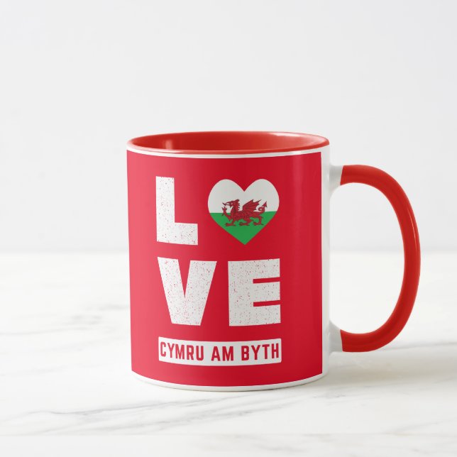 Caneca Amor Cymru Am Byth Bandeira do País de Gales Raíze (Direita)