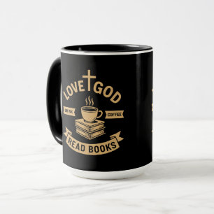 Caneca Amor Deus Beba Café Lê Livros Cristão Vintage