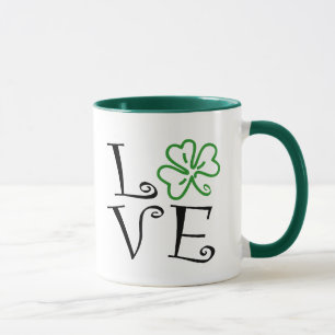 Caneca Amor do trevo - preto e verde