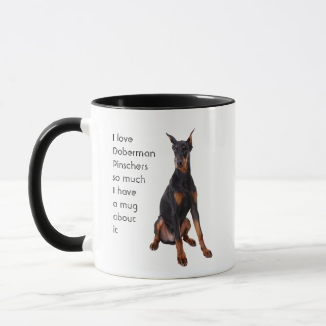 Caneca Amor Doberman Pinschers Canta Tão Divertido (Esquerda)