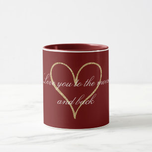 Caneca Amor Dourado com Coração Vermelho