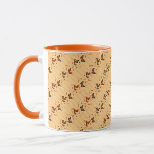 Caneca Amor e borboletas em laranja