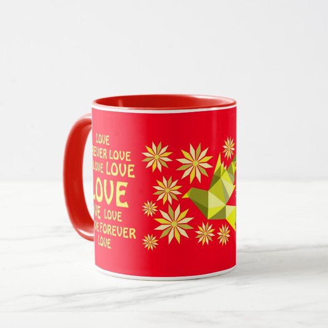 CANECA AMOR FLOR CORAÇÃO ANIVERSÁRIO NAMORADOS MUG (Frente Esquerda)