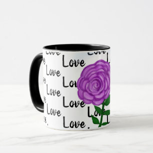 Caneca Amor Flor Roxo