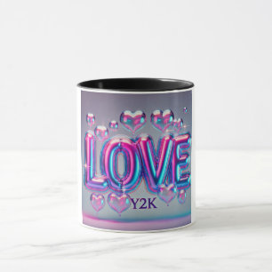 Caneca Amor holográfico futurista Y2K