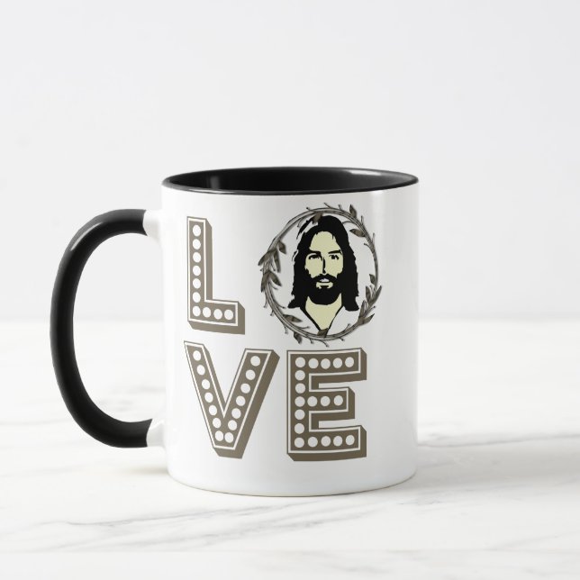 Caneca Amor Jesus Café Mug, Mug Religioso Cristão (Esquerda)