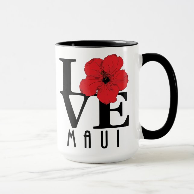 Caneca AMOR Maui Red Hibiscus 15oz (Direita)