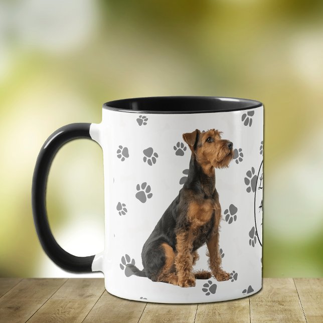 Caneca Amor Minha Pegada de Cachorro Airedale Terrier (Criador carregado)