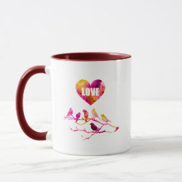 Caneca Amor Pássaros Coração