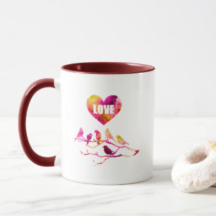 Caneca Amor Pássaros Coração