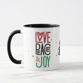 Caneca Amor, Paz e Joy Árvore de Natal