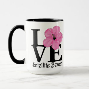 Caneca AMOR Satélite de Praia Rosa Hibiscus 15oz