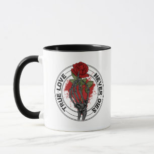 Caneca Amor Verdadeiro Nunca Morre Mão De Esqueleto Com R