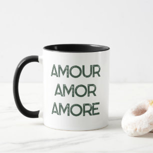 Caneca Amour Amor Amore – Texto de Tipografia de Amor Rom
