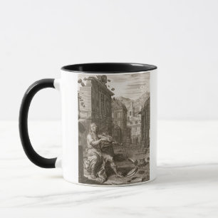 Caneca Amphion constrói as paredes de Thebes pela músic