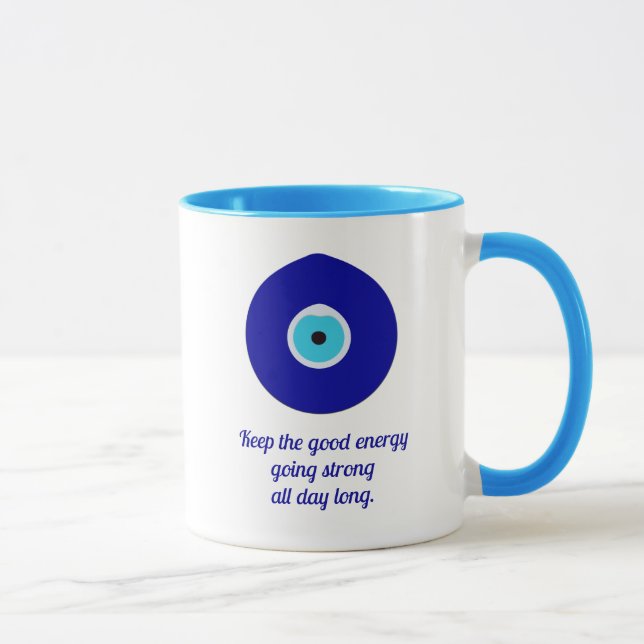 Caneca Amulet de gota de Mau azul personalizado (Direita)