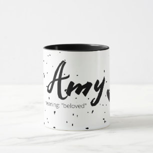Caneca Amy Name Significa Mulher Mã Mínima Preto Branco