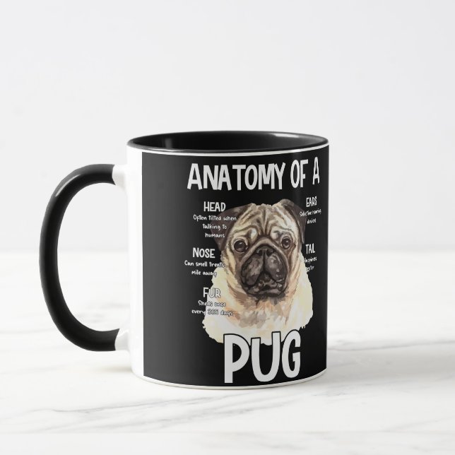 Caneca Anatomia De Um Pug Para Cachorros (Esquerda)