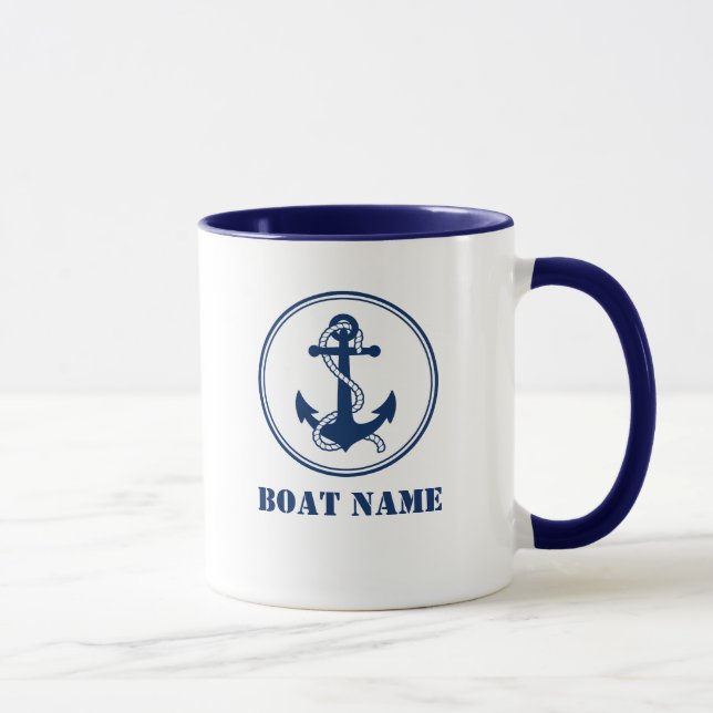 Caneca Anchor & Rope Adicionar Nome do Barco Mug (Direita)