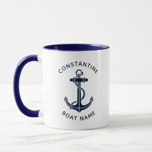Caneca Âncora Azul Marinho Capitão de Barco Náutico Perso