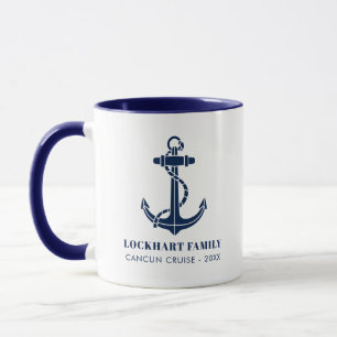 Caneca Âncora de Barco de Cruzeiro Familiar Personalizada