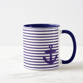 Caneca Âncora do marinho com as listras bretãs azuis